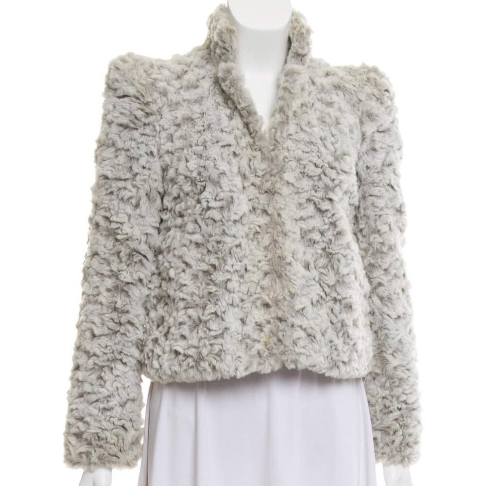 Alice + Olivia gray faux fur evening jacket sz XS